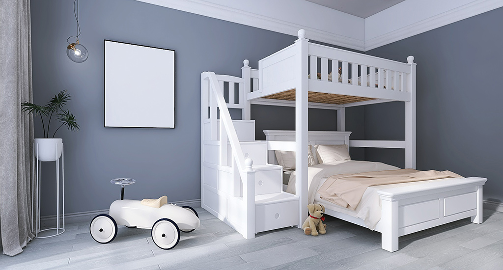 Детска стая с красиво легло на два етажа